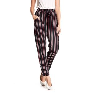 Black and red stripped pants